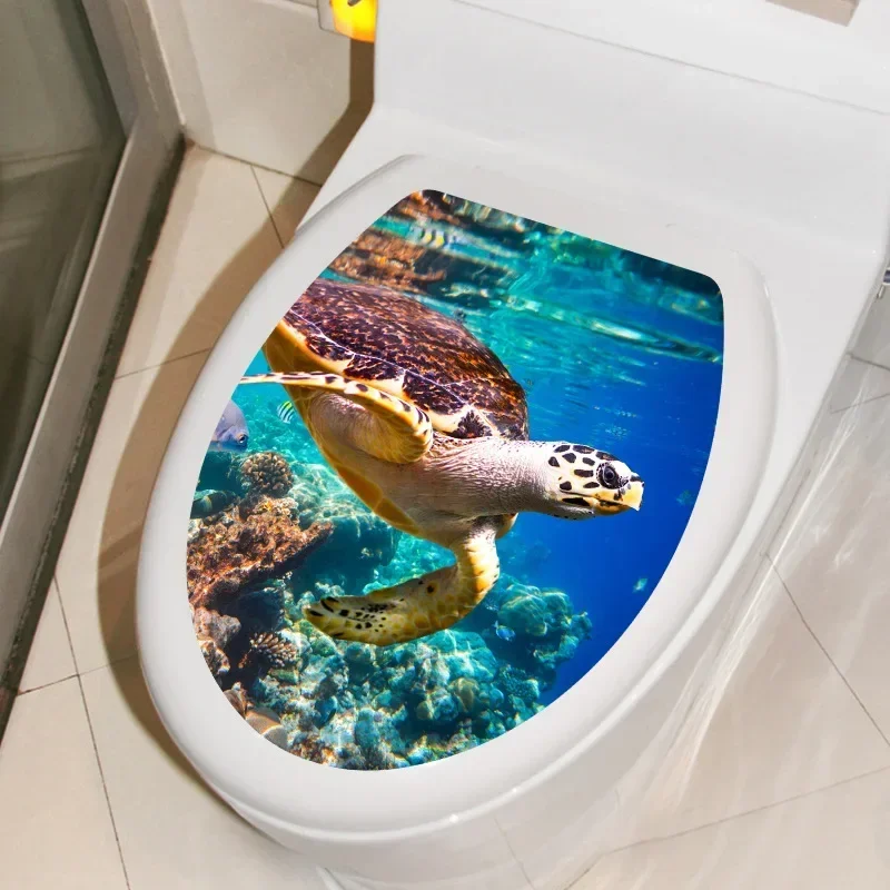 1pc DIY Undersea Animal Pattern Bathroom Decor 3D Toilet Seat Sticker PVC Art Wallpaper Removable Bathroom Decals Toilet Sticker vinyl stickers toilet stickers toilet wall stickers toilet seat stickers