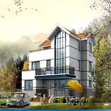  New self-built light steel keel structure vacation villa house three-storey small house design program 
