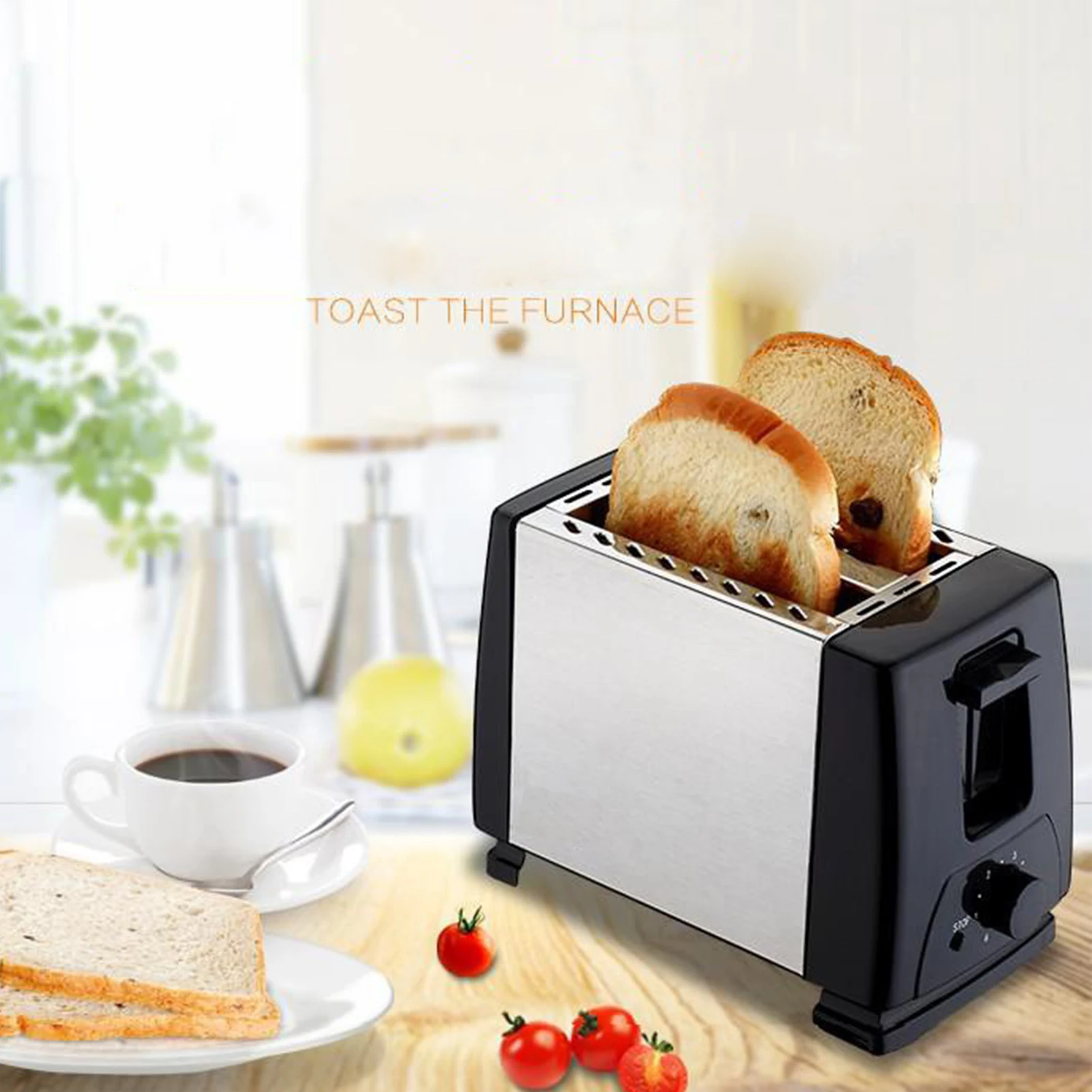 Electric Toaster Fryer Household Automatic Bread Toaster Fast Heating 2 Slices Slots Bread Maker Cooking Stainless Steel Baking Breakfast Machine bread machine,electric toaster fryer