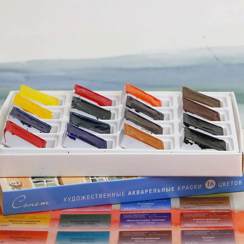 White Nights Matite acquerellabili russe, set di 24 in astuccio di cartone, matite in legno ad alta brillantezza, trasferimento morbido del colore, idrosolubili