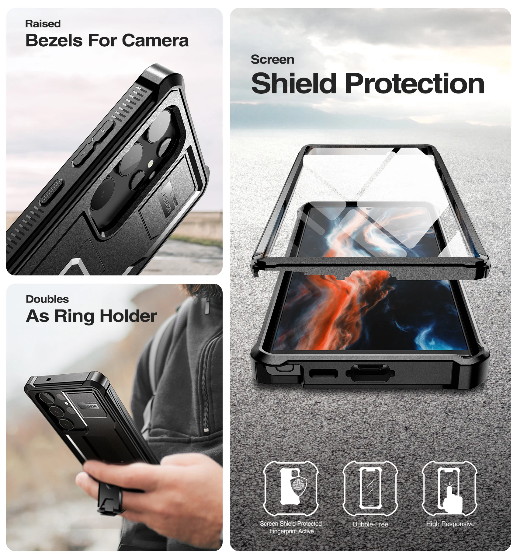 Heavy Duty Military Grade Protective Case with Built-in Screen Protector and Kickstand
