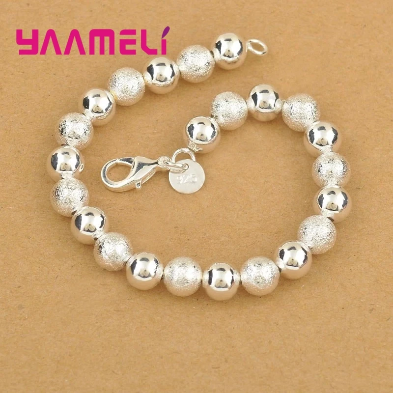 Trendy 925 Sterling Silver Silver Bracelet Bangles Charm Lucky