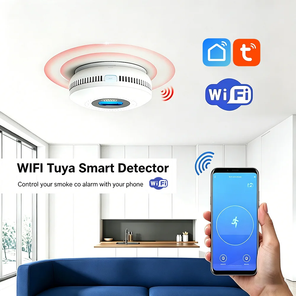 CCEsafety Wifi Tuya Smoke Carbon Monoxide Detector Smoke CO Detector 10-Year Sensor Battery Operated Home Boiler Room Fireplace - 3