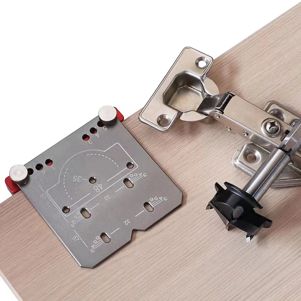 New 35mm Hinge Punch Locator Boring Jig Adjustable Margin Marker Positioning Plate Drilling Guide Opening Woodworking Tool DS-01