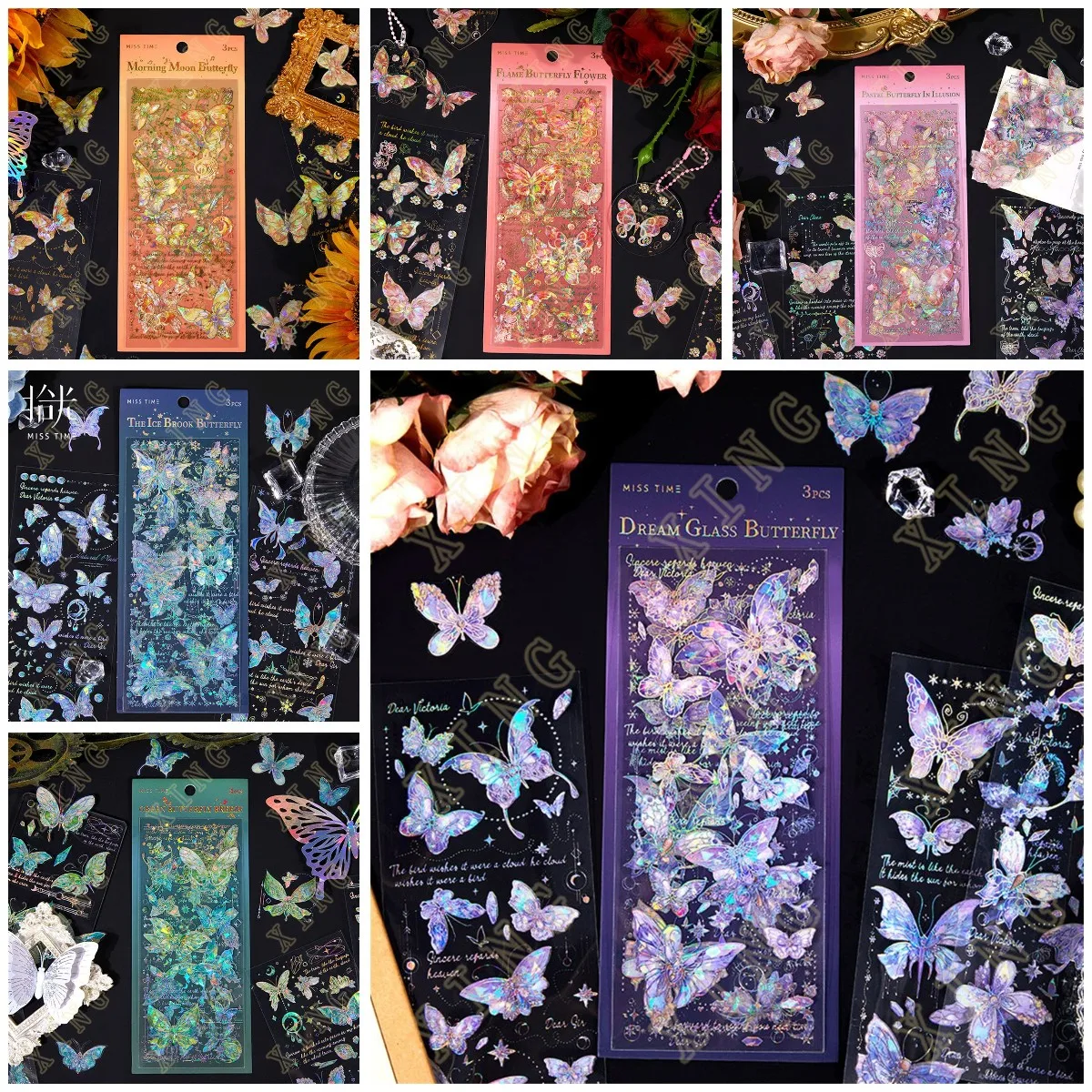

Guca Stickers Butterfly Random Sticker Pack Laser Decorative Kawaii Album Stickers Korean Stationery DIY Material