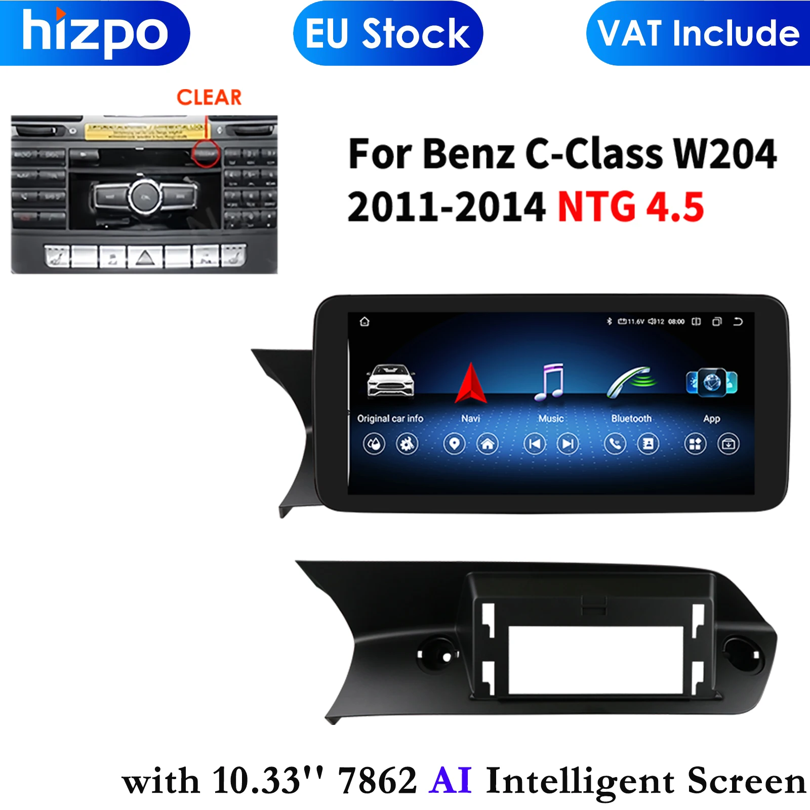 Autoradio Android 8G + 256G Per Mercedes Benz Classe C W204 2011-2014 Ntg 4.5 Lettore Video Multimediale Carplay Auto 4G Dsp Autoradio