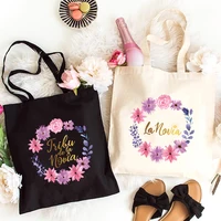 Spanish Girls Team Bride Shopping Bag Bachelorette Party Shoulder Bags Single Farewell Bridal Shower Wedding Canvas Tote Bag 1