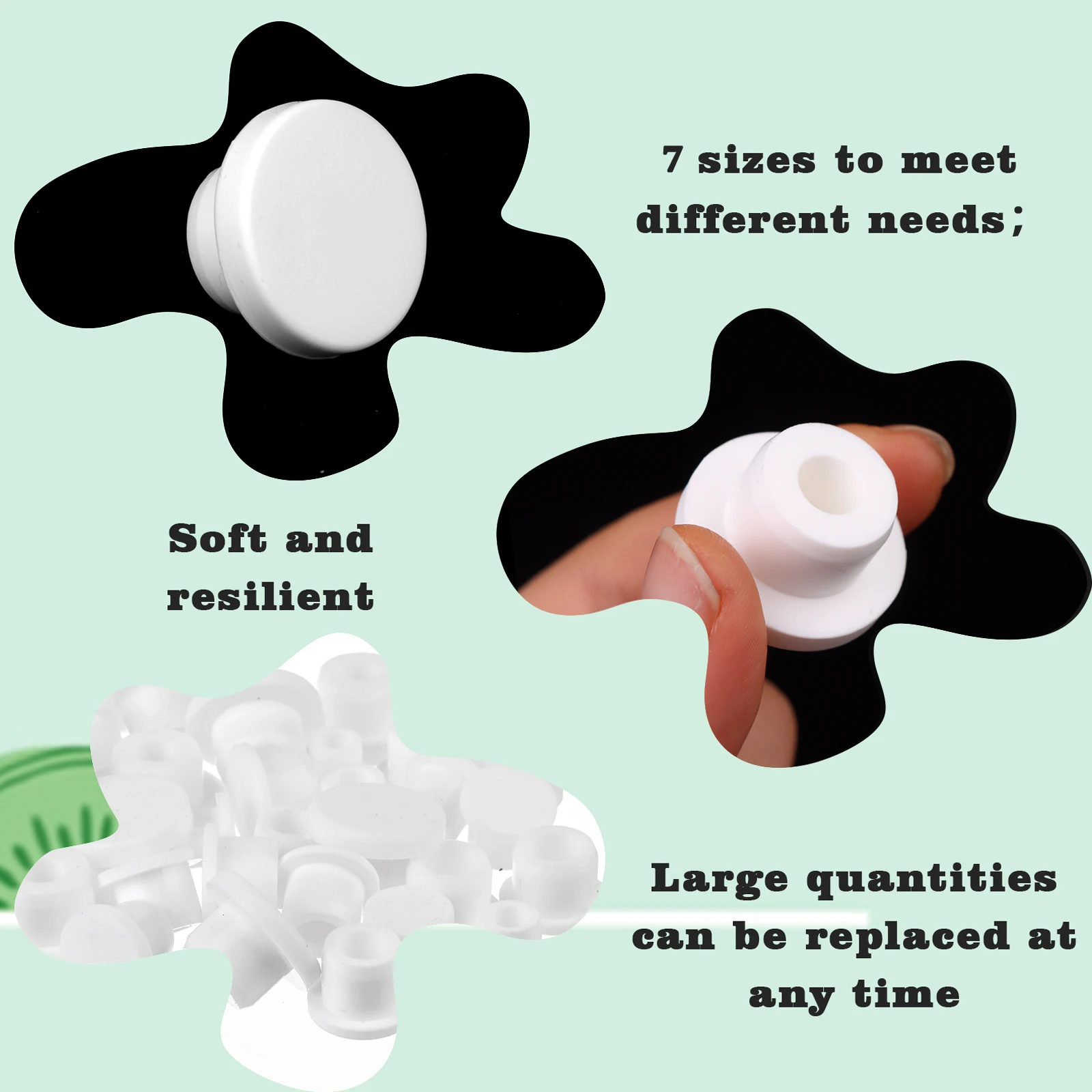 35Pcs Silicone Salt And Pepper Shaker Stoppers 10,11,12,13,14,15,16mm Stoppers For Salt And Pepper Shakers, Shaker Plug Rep