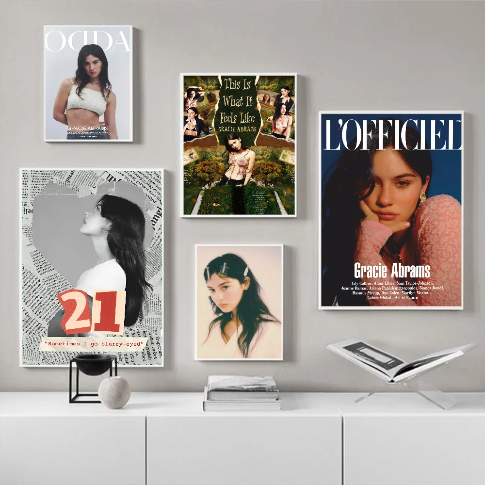 

G-Gracie A-Abrams Hot Singer Poster Self-adhesive Art Poster Retro Kraft Paper Sticker DIY Room Bar Cafe Vintage Decorative