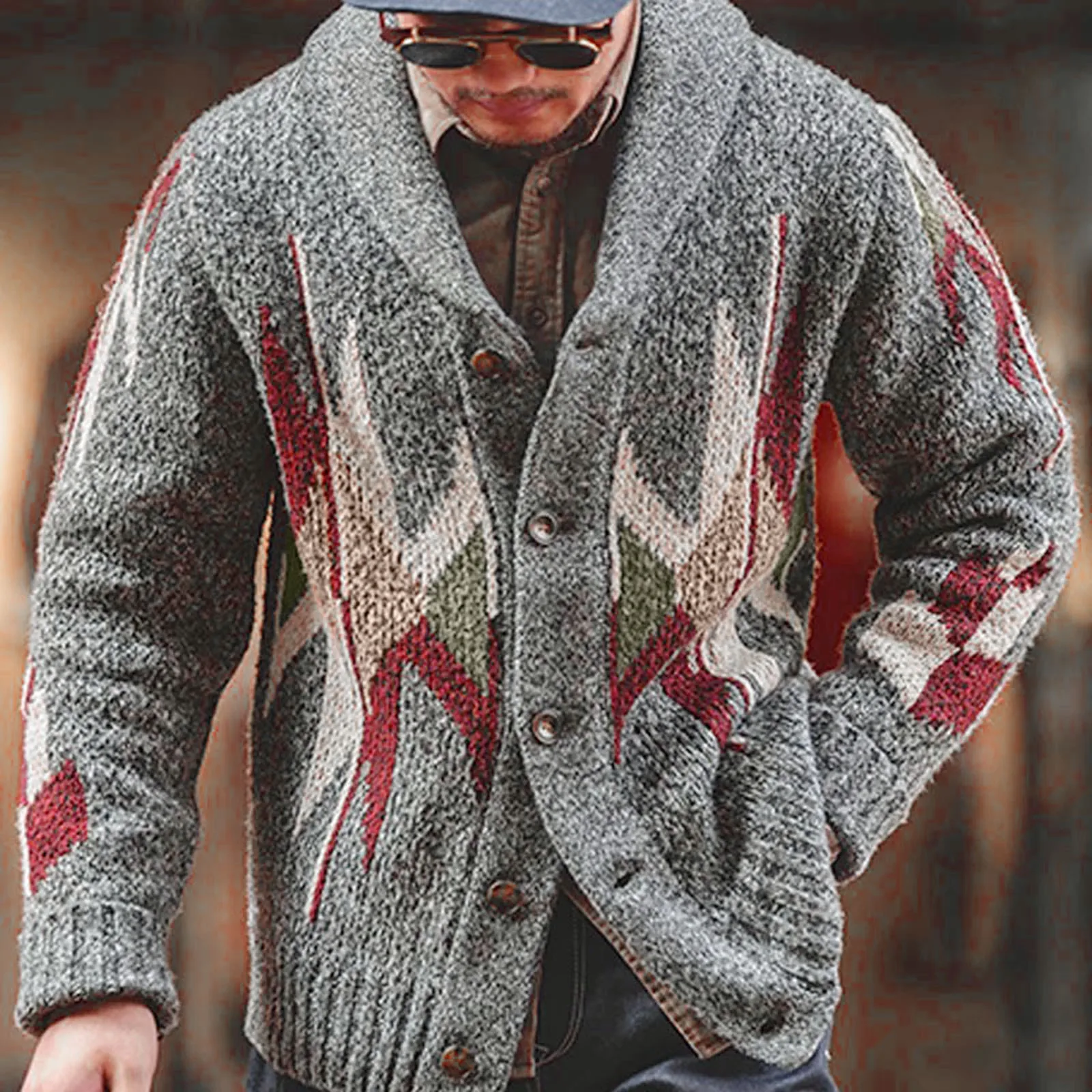

Winter Oversized Sweaters Lapel Collar Sweater Knitted Cardigan Knitting Men's Sweater Long Sleeve Sueteres Hombre Outfits New