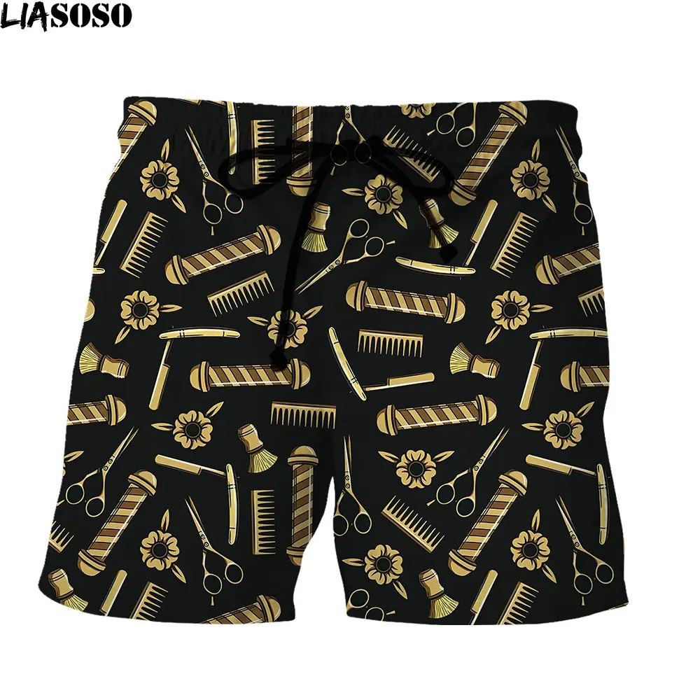 

LIASOSO Barber Scissors Fitness Sports Elasticity Shorts Homme Hair Salon Tops 3D Anime Harajuku Fashion Summer Streetwear