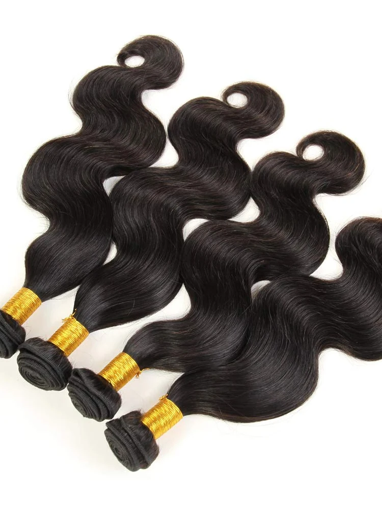 Body Wave Bundles Brazilian Hair Weave Human Hair Extensions Virgin 30 Inch Raw Natural Black 3 Bundles Deal for Women