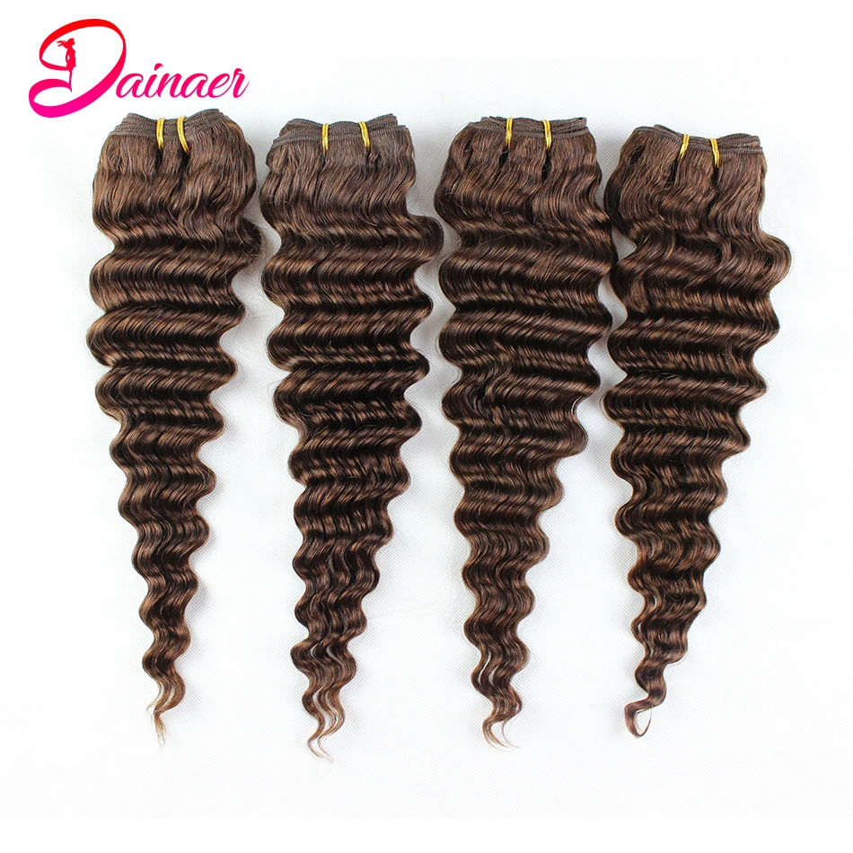Deep Wave Bundles #4 Brown Human Hair Bundles 1/3/4 pcs/lot Remy Hair 8-24inches Natural Extension For Women