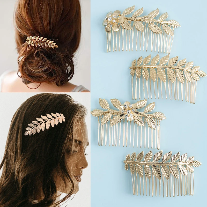 

Golden Leaf Hair Comb for Women Bridal Romantic Charm Headdress fashion Wedding Classic Hair Combs Elegant Headwear Accessories