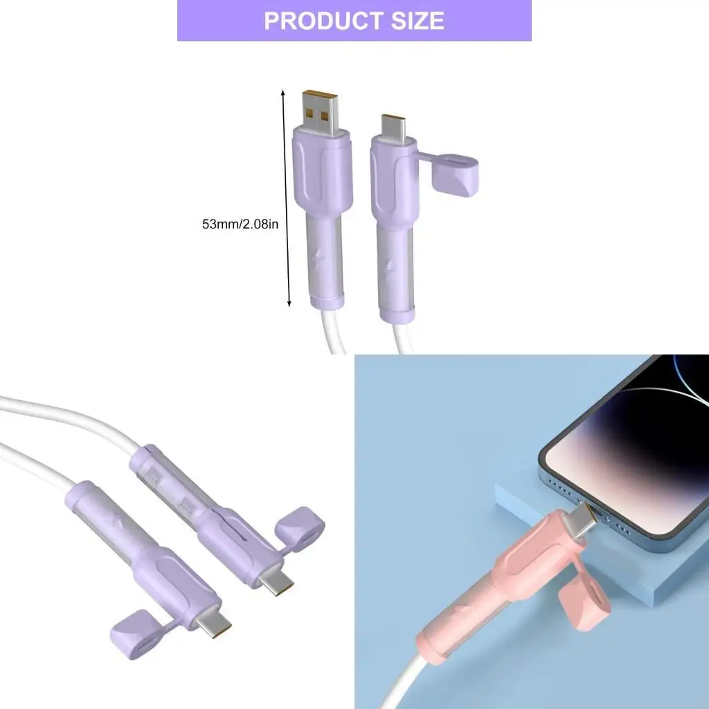 B9HD 2PCS 충전 케이블 보호기 실리콘 비 슬립 코드 세이버 타입 C 먼지 스프 루프 조직 보호 USB 와이어 보호기