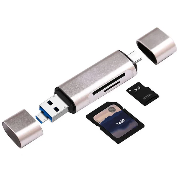 All In 1 Type C Card Reader for SD TF MicroSD Card Reader Micro USB OTG Adapter for Macbook Laptop PC Huawei Android Phone