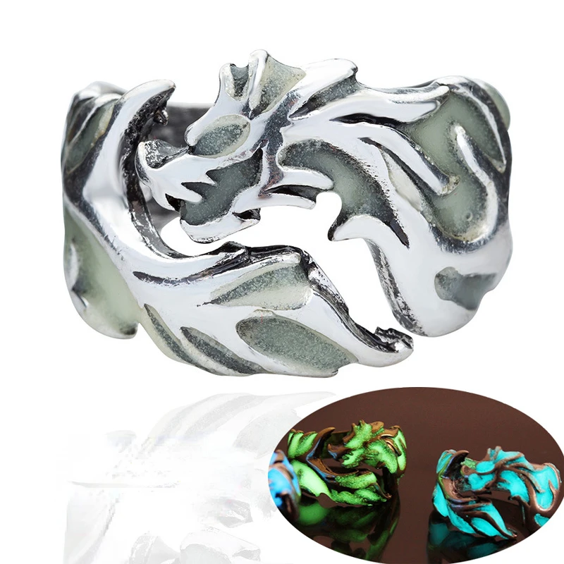 Luminous Dragons Ring For Men Nottilucente Night Light Glowing In The Dark Jewelry Men Daily Ring Finger Ring