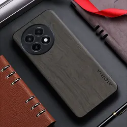 Bamboo Wood & PU Leather Pattern Back Cover - OnePlus 9 US (GY)
