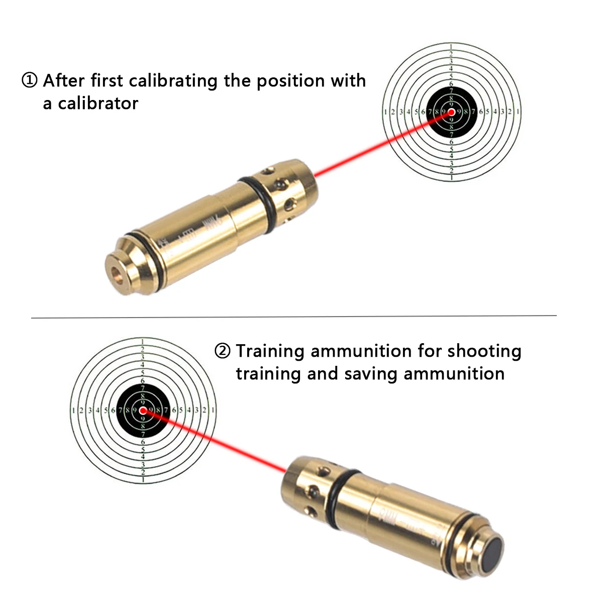 9mm Dry Fire Laser Training Practice 7.62x39mm 9x19mm/380ACP/223Rem Laser Bore Sight With Snap Cap AK47 Laser Trainer Cartridge