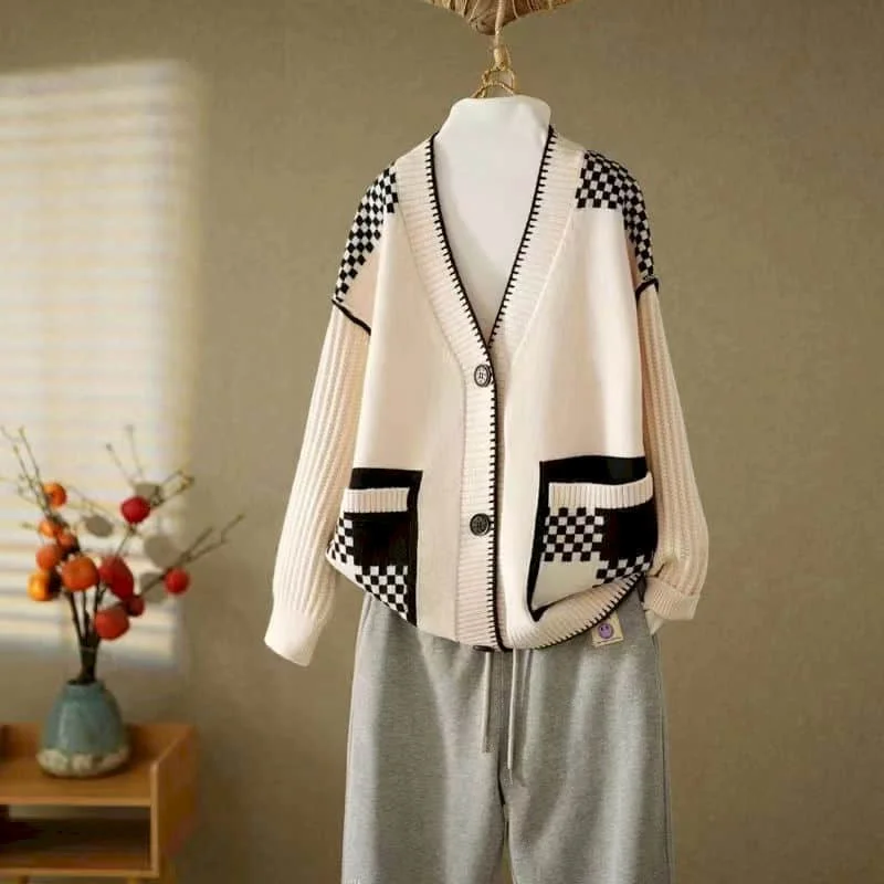 

Sweaters Knitted Cardigans for Women Loose Casual Vintage Single Breasted Coats V-neck Korean Fashion Long Sleeved Women Tops