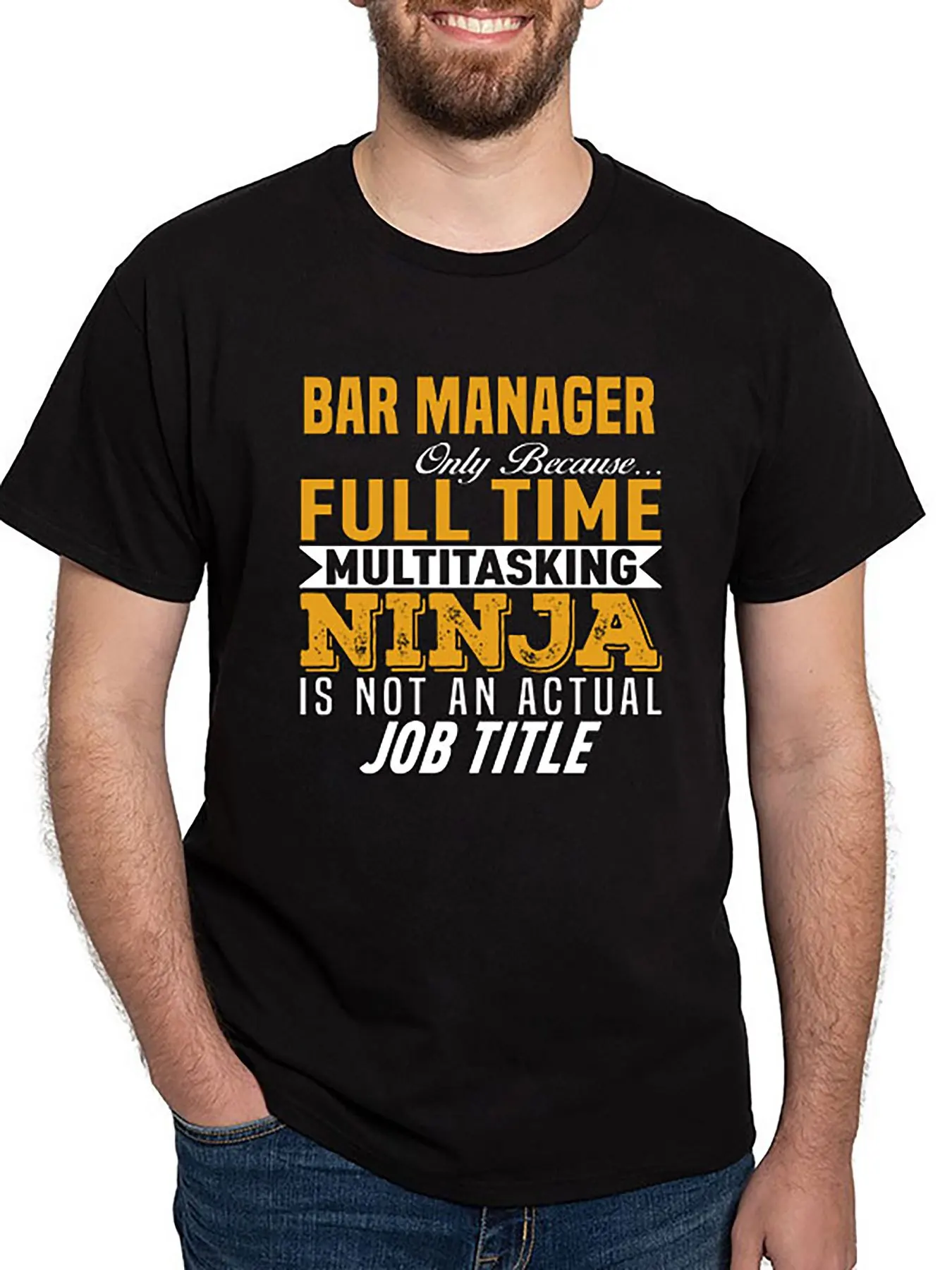 

Забавная Мужская футболка Bar Manager 79830 с коротким рукавом, графическая коллекция, Черная