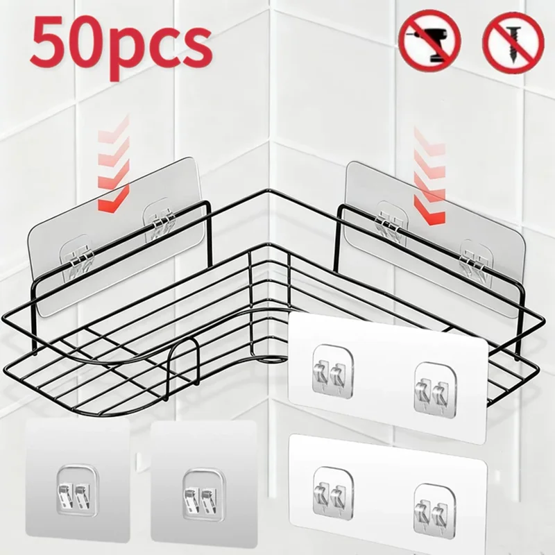 Adhesive Shower Caddy Hook and Soap Holder for Bathroom and Kitchen Storage