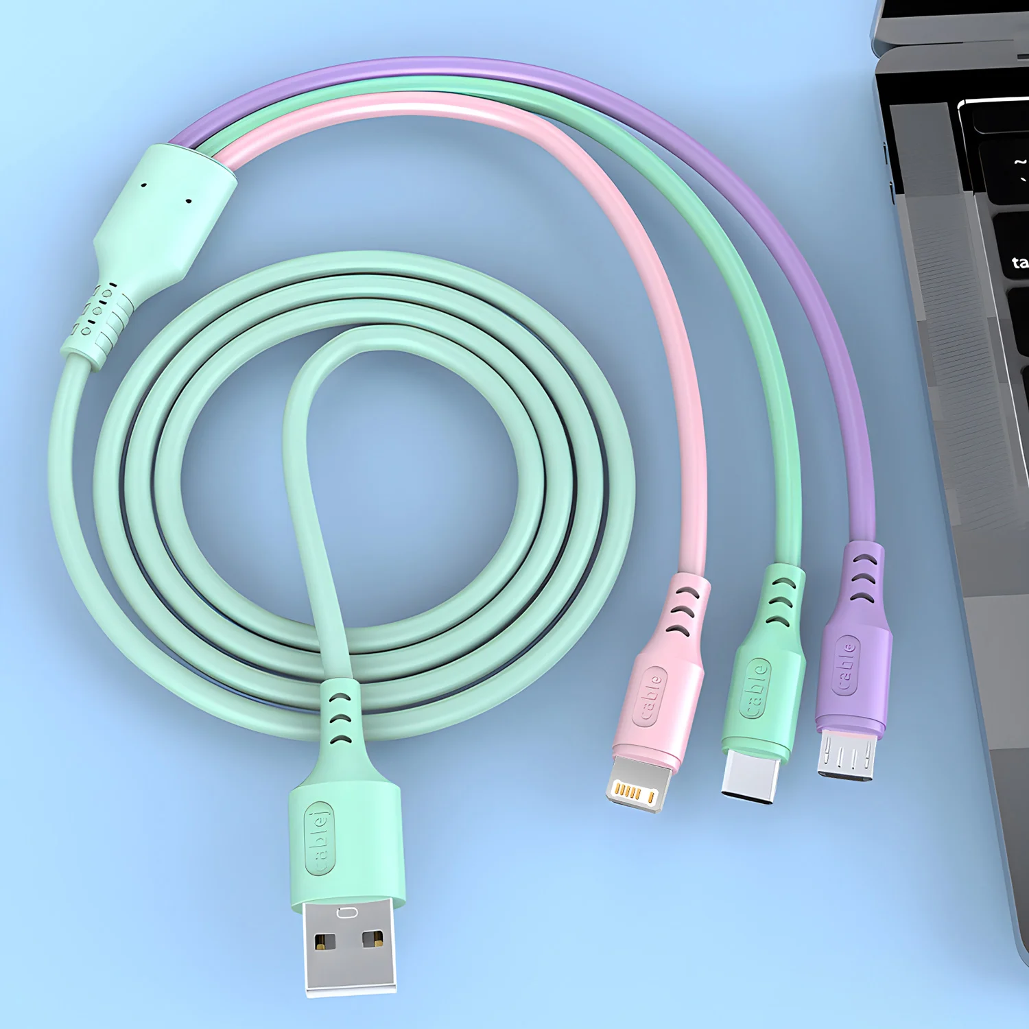 3 In 1 Super Fast Charging Cable For iPhone15 14 13 12 11 X Pro Max Micro USB Type-C Phone Charger USBC Data Cable 1