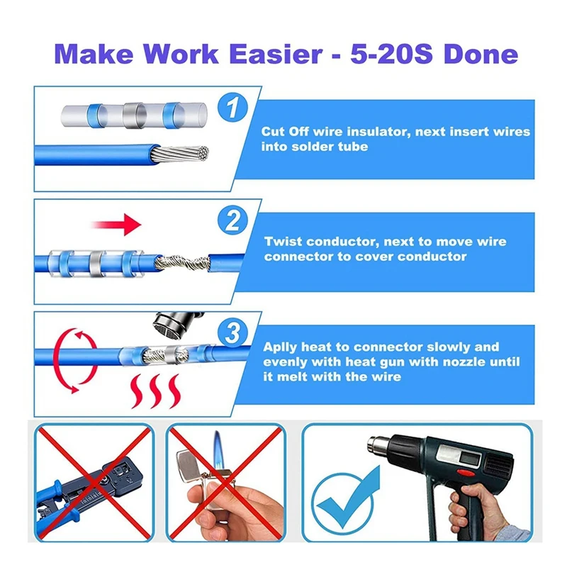 전기 자체 납땜 열 수축 버트 커넥터, 해양 열 수축 와이어 커넥터, 360 개