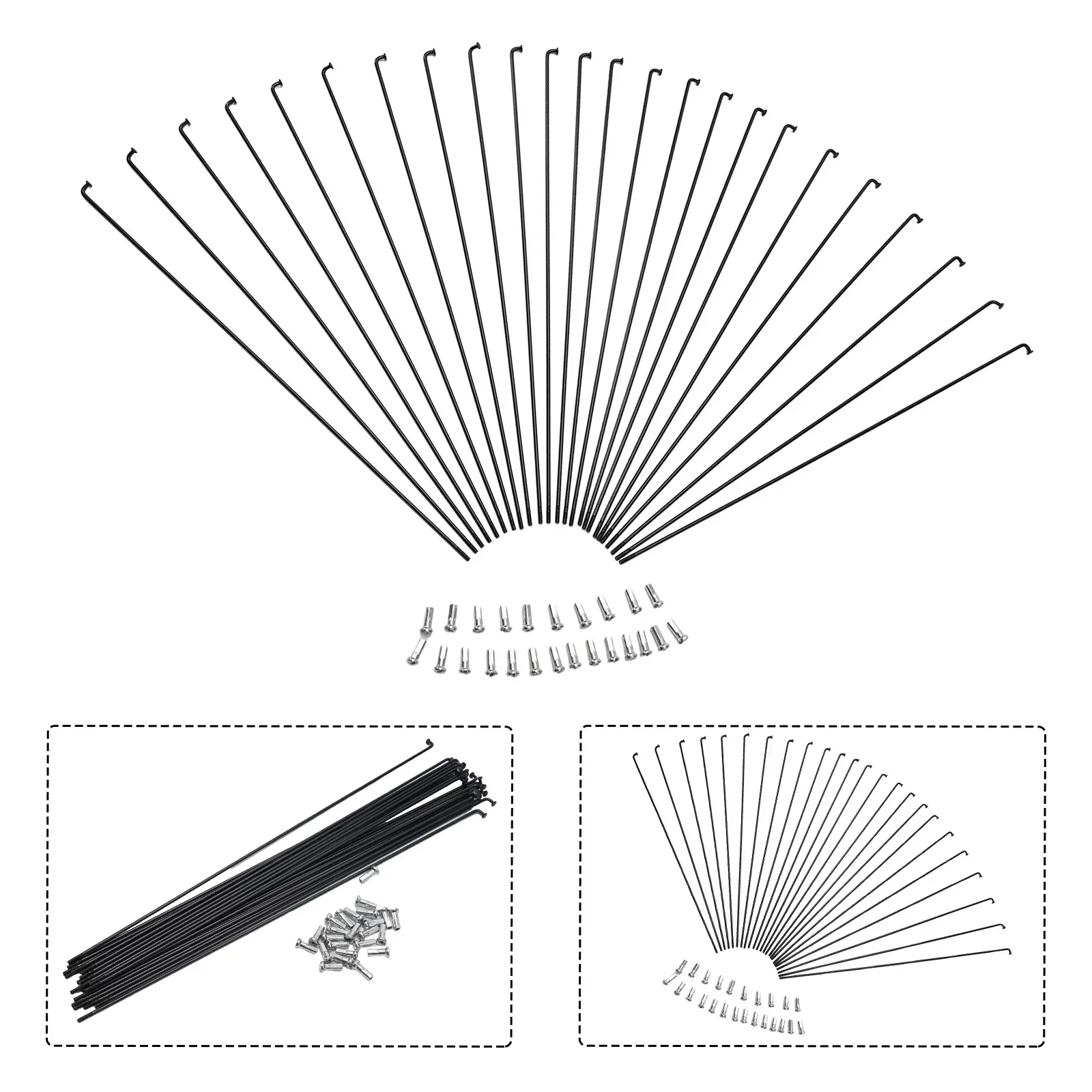 24Pcs Bicycle Spoke 255MM,275MM,289MM MTB Bike Steel SPOKES & NIPPLES For Rim 27.5/26/29inch Bikes Rust-proof Wheel Wire Strip
