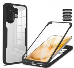 Shockproof 360° Full - Body Case with Screen Protector & Soft Silicone Back Cover for Vivo V70 FE (QB - Black)