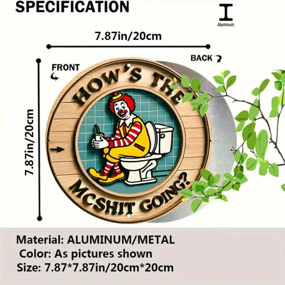 Vintage Clown Metal Sign 7.8 2