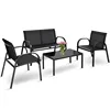 4 PCS Patio Furniture Set Sofa Coffee Table Patio Seating Set Garden Deck  furniture  cafe table 3