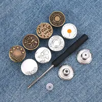 10PCS/Pack 17mm Jeans Waist Buttons Adjustable Nail Free Waist Extenders Buttons Detachable Clothing Buckle With Screwdriver 1