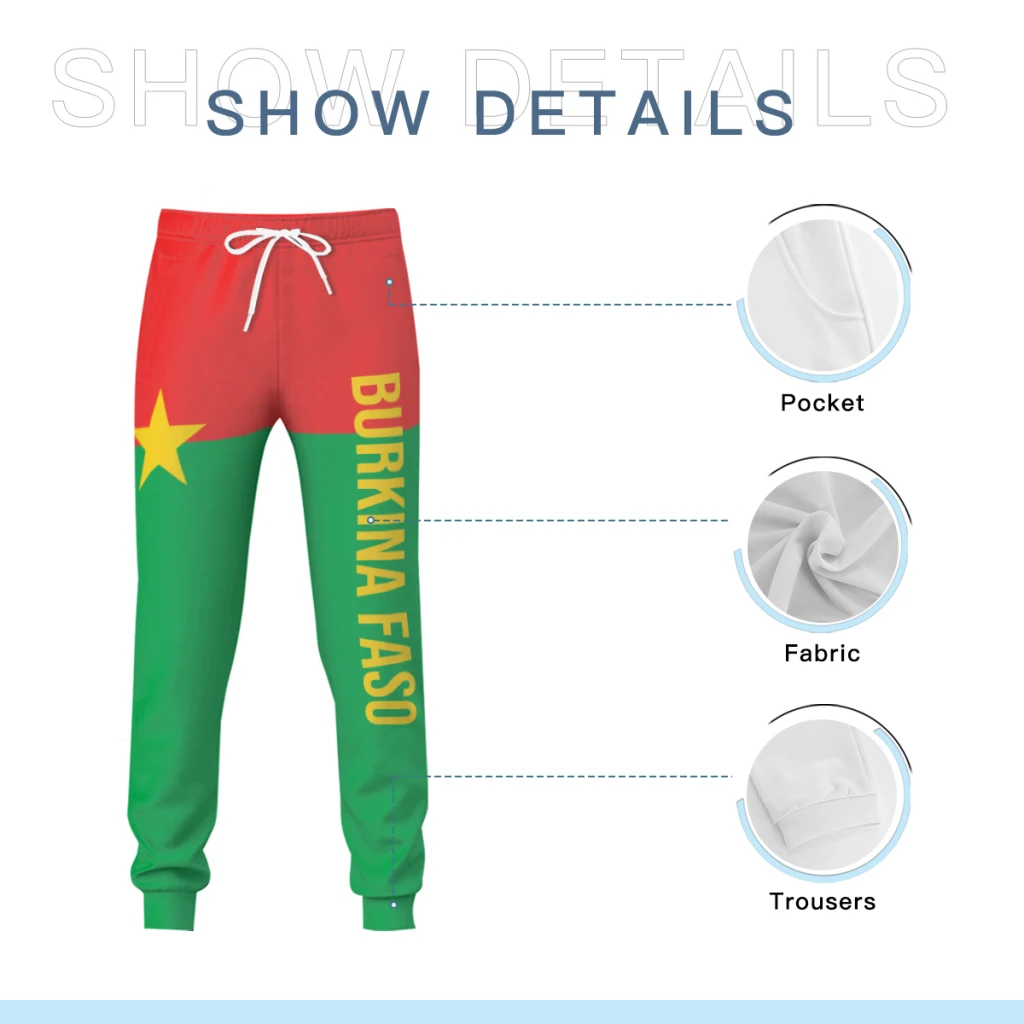 2025 Burkina Faso Flag Mens Sweatpants with Pockets Joggers for Men Sports Casual Sweat Pants With Drawstring 5