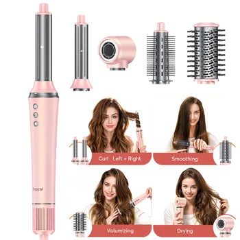 Bopcal 5 In 1 Hair Dryer Hot Air Comb Electric Hair Curling Iron 1200W High Speed Blower Multifunctional Styling Tools Hairdryer 1