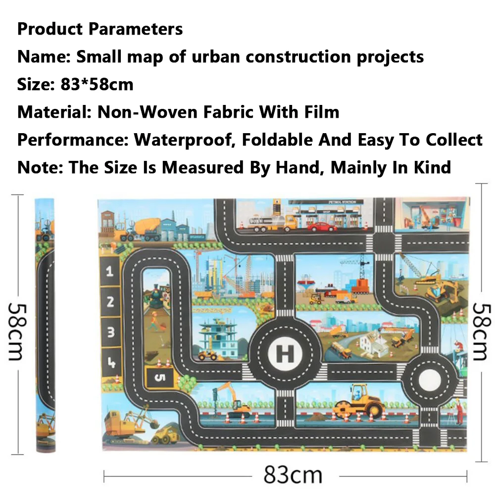 Baby City Traffic Road Map Kids Toy Parking Lot Roadmap Traffic Signs 83*58cm Climbing Playing Mat Play 9Style Game Mat Carpet 5
