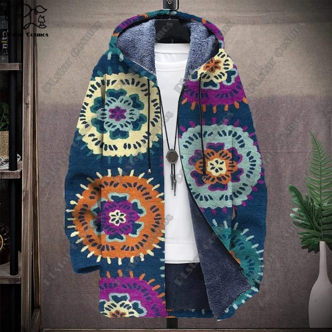 3D printed colorful tribal retro pattern hooded zipper warm and cold-proof jacket for your own winter casual series-F1 footprints pattern clothes dust proof cover zipper bag dark blue garment protector fully enclosed cover bag hanging storage bag