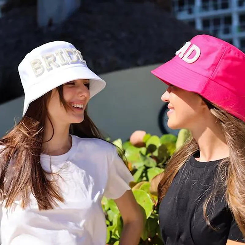 Description Picture 4 of itemBride squad Bucket Hat beach pool summer Wedding Bachelorette hen Party Bridal Shower Travel decoration bridesmaid proposal gift