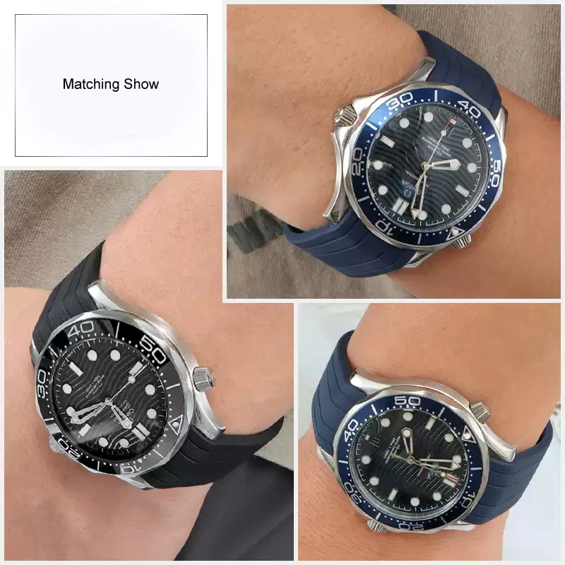 High-Quality 20mm Rubber Watch Strap with Folding Clasp and Curved End