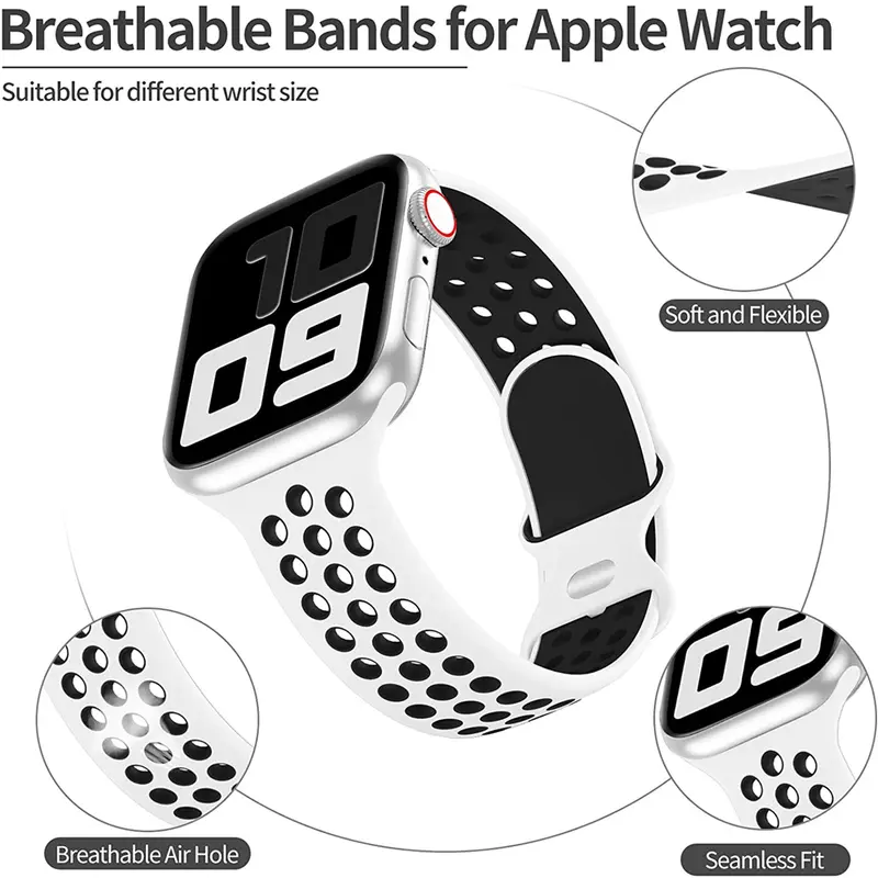 Strap For Apple Watch Band 44mm 49mm 45mm 40mm 41mm 38mm 42mm correa Breathable sports bracelet iwatch series 8 SE 7 6 5 9 Ultra - Image 2