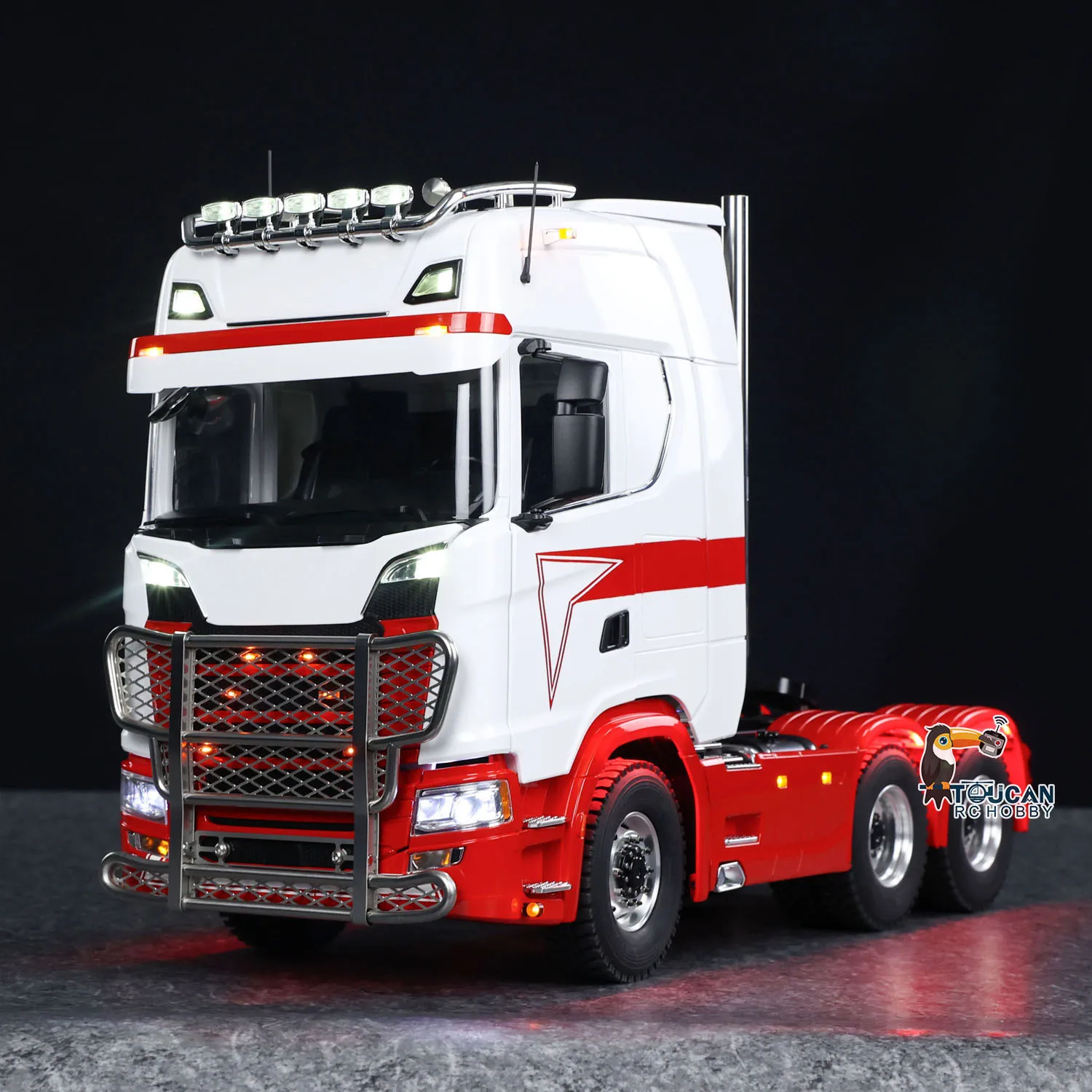 1/14 6x6 Metal Chassis 770S RC Remote Control Tractor Trcuk ST8 Radio Sound Light 2-speed Smoke TOUCAN DIY Painted Finished Car 3