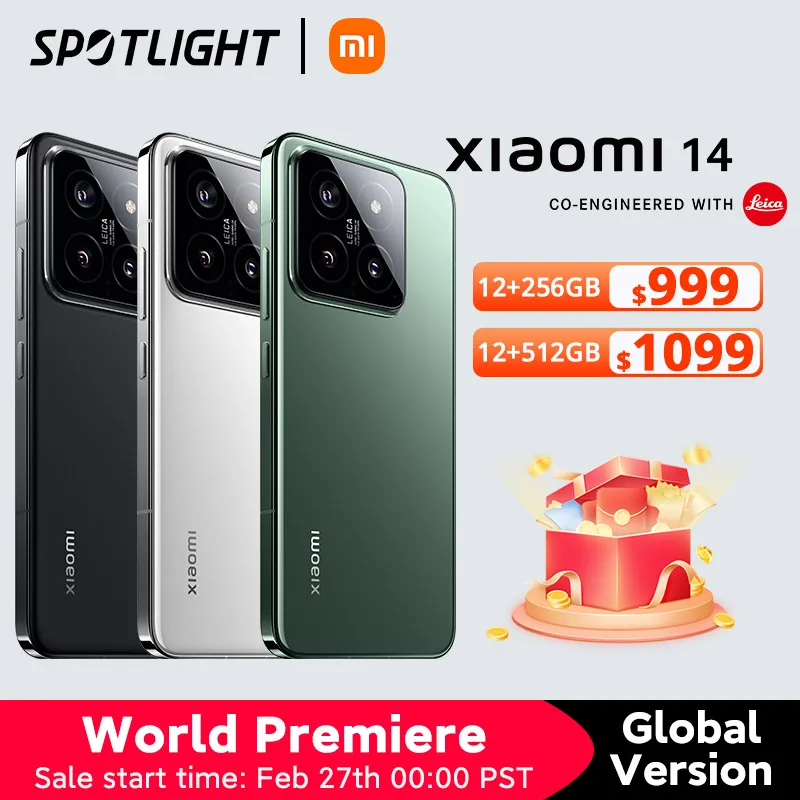  World Premiere Xiaomi 14 Global Version 6.36” AMOLED 120Hz Smartphone Snapdragon 8 Gen 3 Cell Phone 90W Charge 50MP Leica Camera 