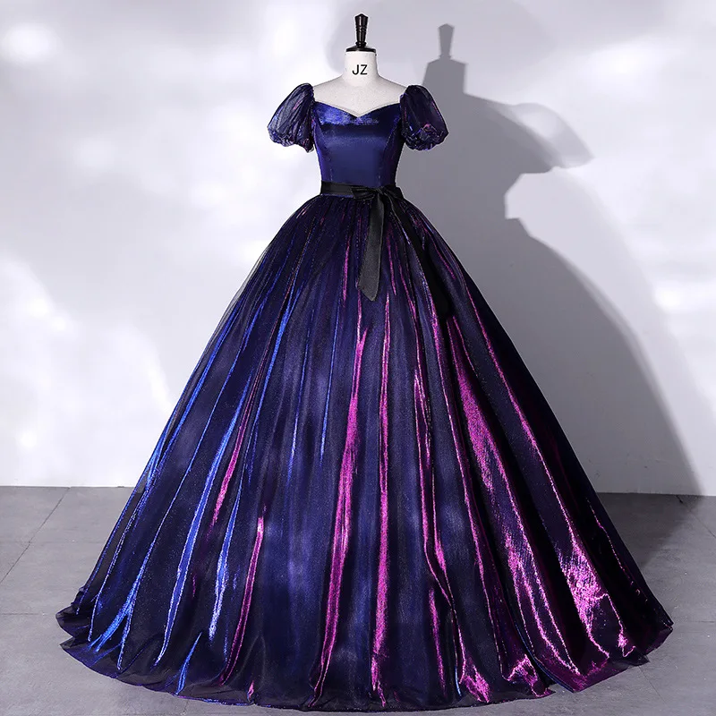 Dress 2024 new gradient retro wedding dinner annual meeting catwalk vocal art exam puffy skirt wedding dress evening dress