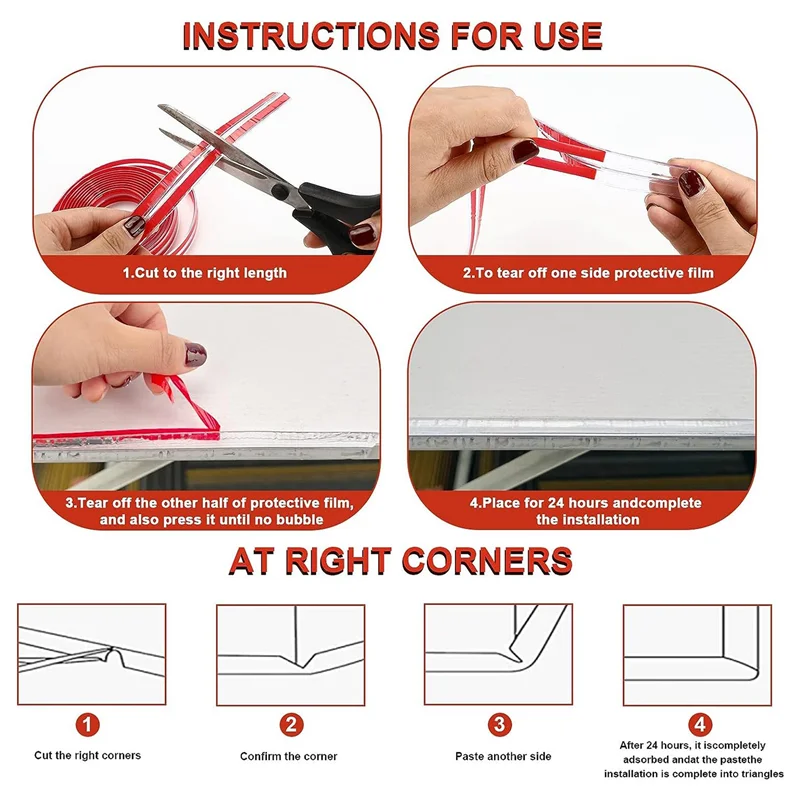 1Set Protectors For Corners And Edges Drink 6 Metres And 4 Corner Protectors Protects Corners Edges PVC A