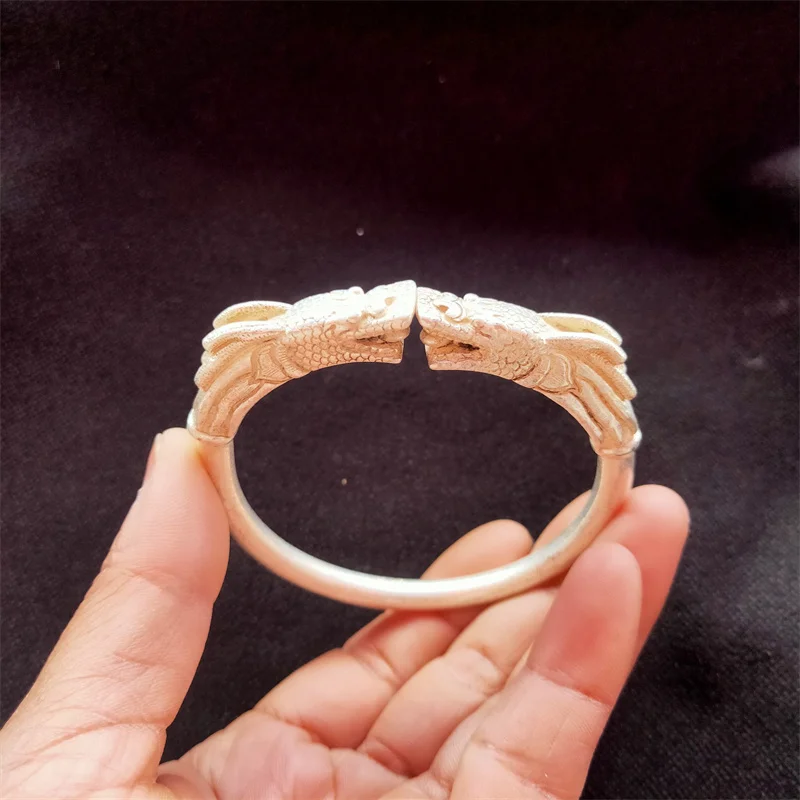 

Mai Chuang/Tibetan Silver Retro Old Fashion Adjustable Size Double Faucet bangles Men and Women Fashion Personality Simple Gift