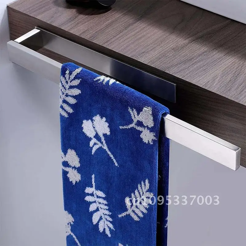 Promotion! Stainless Steel Towel Rack-Self Adhesive No Towel Punch Rack Bathroom Black 39Cm Toilet
