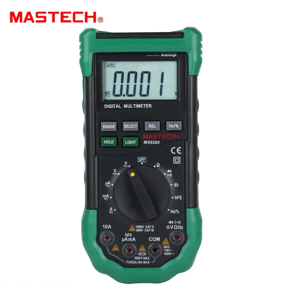 MASTECH MS8268 Auto Range Digital Multimeter AC/DC Voltage Tester ohm Frequency Capacitance Meter diode test