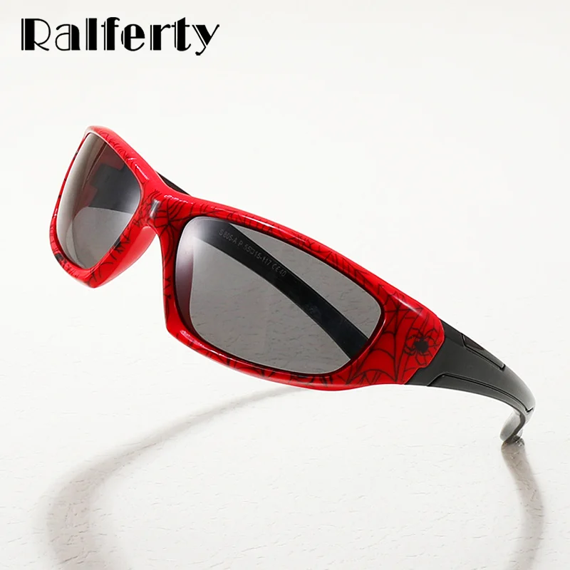 Ralferty Cool Kids Sunglasses Polarized Anti UV400 Outdoor Riding Sport Sun Glasses Child Boy Girl Spider Cobweb Shade 3-9 Year