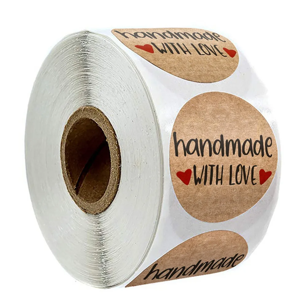100–500 Stück 2,5 cm große Vintage-Kraftpapier-Aufkleber „Handmade With Love“ für Verpackungen, Dankeschön-Briefpapier, selbstklebende Etiketten, Backsiegel – Detail 6