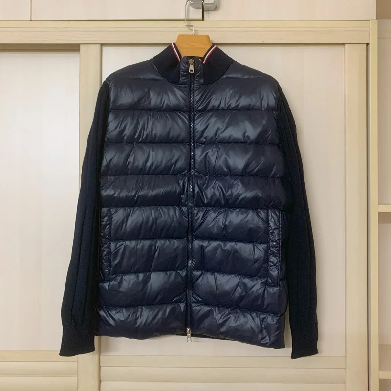 High Quality Men Winter Knitted White Duck Down Jacket Outdoor Patchwork Warm Sports Light Jacket
